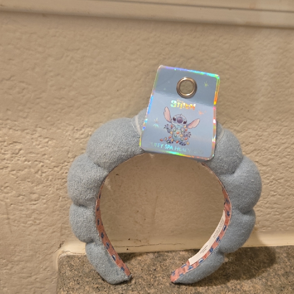 Disney Stitch Puffy Spa Headband - Light Blue New